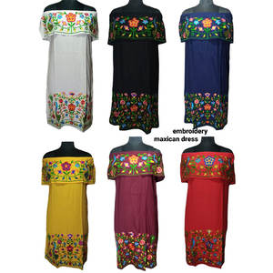 Robe élégante vintage brodée avec un design mexicain traditionnel, design personnalisé, robes décontractées en gros - Product Image 6