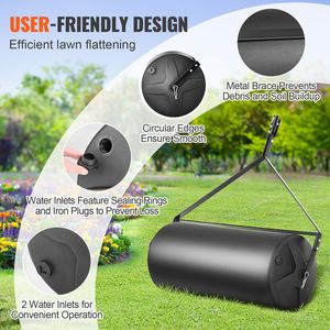 Rullo da Giardino Riempibile con Sabbia/Acqua da 400 libbre, Rullo per Prato con Tappo Facile da Girevole, Tamburo in LLDPE, Telaio in Acciaio, Rullo per Tappeti Erbosi, Rullo Trainabile per Prato, Altri Attrezzi Agricoli - Product Image 5