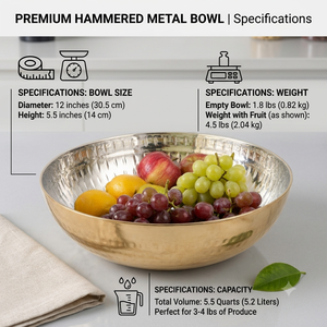 Gold Finish Decorative <b>Metal</b> Fruit Serving <b>Bowl</b> Tray for Home Dining Table Kitchen Restaurant - Product Image 6