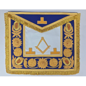 Delantal Masónico de Lujo para Ex Gran Maestro con Bordado Dorado, Tela Azul Ecológica y Broche de Mariposa para Sombreros y Recuerdos - Product Image 3