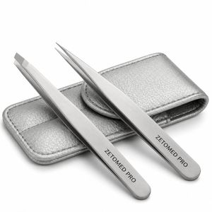 Your Logo Stainless Steel Slanted & Pointed Eyebrow Tweezers Set Lightweight Smooth Work for Beauty Grooming <b>Tool</b> with <b>Case</b> - Product Image 5