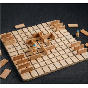Handcrafted Wooden Maze Game Featuring A Square Grid With Strategic Barriers And Colored Pegs For Engaging Brain Teasing <b>Puzzles</b> - Product Image 4