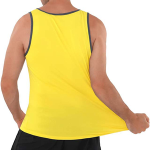 Débardeur de sport jaune de haute qualité pour homme, avec logo brodé et imprimé, en coton tricoté respirant, idéal pour l'été - Product Image 3