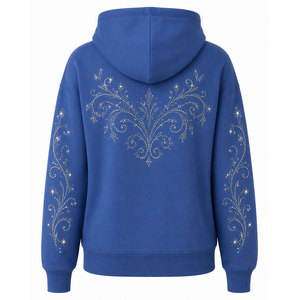 Sweat à capuche personnalisé avec strass, vente en gros, design unisexe surdimensionné avec cristaux, vêtement streetwear de mode haut de gamme - Product Image 4