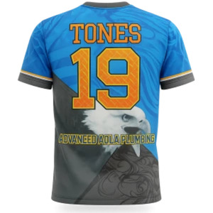 Maillot de basketball sublimé pour homme Regal Eagles, manches courtes, col rond, évacuation de l'humidité, coupe athlétique, polyester, vêtements de sport - Product Image 2