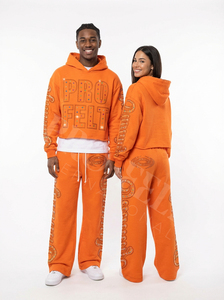 Conjunto Deportivo Unisex de Invierno, Ecológico, de Poliéster/Algodón, con Pedrería, Color Sólido, Peso Medio, Estilo Urbano, Sudadera con Cremallera y Pantalones Jogger - Product Image 6