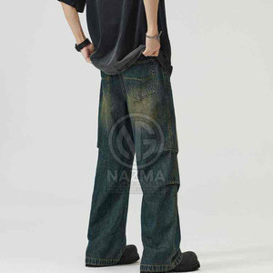 Unique Style Custom Made Men Casual <b>Button</b> <b>Fly</b> Baggy <b>Jeans</b> Pants-100% Cotton Customizable Colors & Sizes - Product Image 6