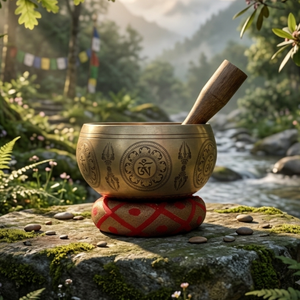 Evana High Quality <b>Tibetan</b> Brass <b>Singing</b> <b>Bowl</b> with Mallet and Cushion for Meditation and Therapy Home Decoration Sound <b>Bowl</b> - Product Image 1