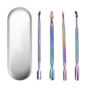 Juego de Empujadores de Cutículas de Acero Inoxidable, 4 Piezas, Color Deslumbrante, Recubrimiento de Titanio - Product Image 4