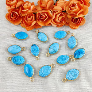 Colgante de Plata de Ley 925 con Gema Natural Ojo Turco - Charm Marquise de 8x12MM con Baño de Oro para Fabricación de Joyas - Product Image 4