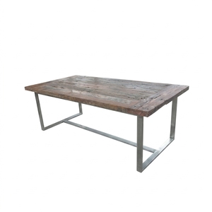 Table à manger en bois de chemin de fer recyclé avec pieds en acier inoxydable Marque DEKOR ASIA 240x100x76cm - Product Image 1