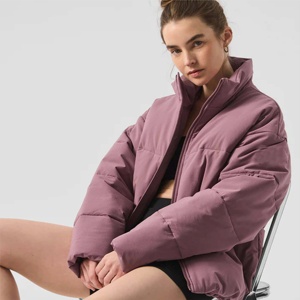 Women's Quilted Puffer <b>Jacket</b> Hooded Full Sleeve Polyester Wadding <b>Winter</b> Warm Coat Solid Color Zipper Closure <b>Waterproof</b> - Product Image 4