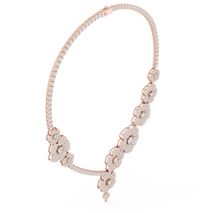 Collier de luxe en or rose avec diamants pour femme, pendentif élégant, bijoux pour mariage, fête, anniversaire, cadeau disponible - Product Image 1