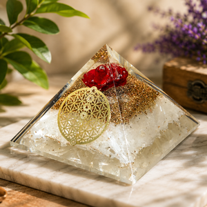 Buy Orgonite <b>Flo</b> wer of Life Selenite Gemstone Orgone Pyramid for Healing Meditation Decoration <b>in</b> Bulk Large Size 65-75 mm - Product Image 1