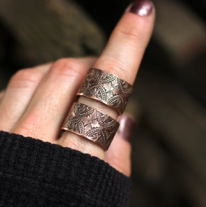 Premium Wholesale Hand Forged Pure Copper Band <b>Ring</b> <b>Magnetic</b> Health Relief Jewelry Engraved Floral Diamond Pattern - Product Image 5