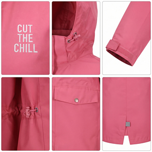 Chaqueta Cortavientos Larga Estampada para Mujer, 100% Nailon, Impermeable, Chaqueta con Capucha Ligera para Senderismo y Camping - Product Image 6