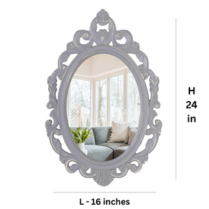 Espejo de Pared Ovalado Vintage con Marco de Madera Gris Envejecido, Espejo Decorativo para Sala de Estar, Pasillo, Baño - Product Image 6