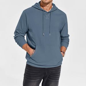 Sudadera con Capucha para Hombre, Color Sólido, Corte Regular, Algodón French Terry, Estilo Casual para Otoño, con Bolsillo Frontal y Capucha con Cordón Ajustable - Product Image 2