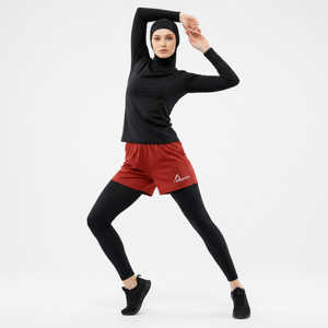 Shorts Deportivos 2 en 1 para Mujeres Musulmanas, Cintura Alta, Ligeros, de Secado Rápido, para Yoga, Gimnasio, Correr, Entrenamiento, Tallas Grandes - Product Image 1