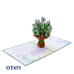 Carte de vœux 3D en forme de vase avec fleurs de rhum blanc faites à la main, découpe laser, motif animal, artisanat en papier personnalisé, art papier pour la Saint-Valentin - Product Image 4