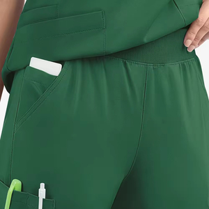 Ensembles de tenues médicales unisexes personnalisés en satin extensible 4 directions, pantalons de jogging à design empilé, tissu peigné de haute qualité, uniformes d'hôpital, sport - Product Image 6