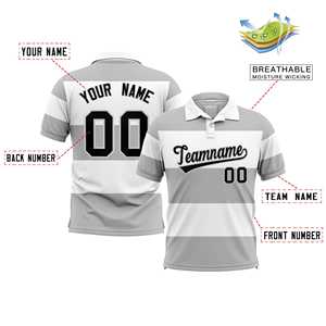 Polo personnalisé pour homme, plusieurs styles de police, nom personnalisé au dos et numéro sur le devant, polo d'équipe sublimé avec contraste - Product Image 2