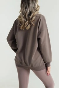 Nouveau sweat-shirt long en dentelle à épaules tombantes pour femme - Logo personnalisé 100% coton molletonné, design décontracté et modeste pour les fêtes d'hiver - Product Image 2