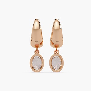 Boucles d'oreilles pendantes en or 14 carats avec diamant de laboratoire ovale de 3 carats, élégantes pour femmes, cadeau de luxe pour anniversaire et fête - Product Image 6