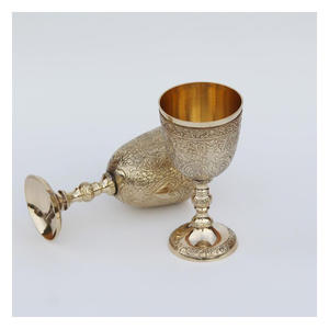 Gobelet à vin en laiton de qualité supérieure, design émaillé peint à la main, capacité de 500 ml, vaisselle de luxe durable, décoration de table, couleurs personnalisables - Product Image 3