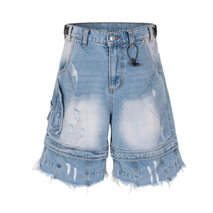 Pantalones Cortos de Mezclilla para Hombre, Estilo Vintage, Personalizados por el Fabricante, Holgados, de Trabajo, con Bordado Desgastado, a la Moda - Product Image 5