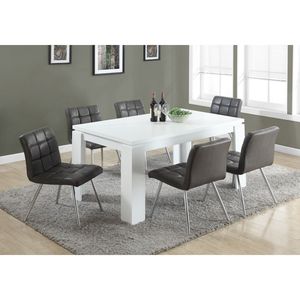 Tavolo da Pranzo Rettangolare Moderno Contemporaneo 60 Pollici per Cucina e Sala da Pranzo in Laminato Bianco - Product Image 5