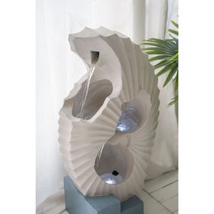 Fontana d'Acqua Bianca Astratta 16.9x10.2x31.9 per Interni/Esterni con Base Blu e Luce - Product Image 6