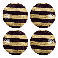 Ensemble de dessous-de-verre décoratifs en forme de flocon de neige perlé, or et blanc, pour les fêtes de fin d'année, tapis de table d'hiver, décoration de fête de Noël, sous-verres de luxe B2B