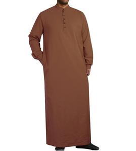 Túnica Casual de Algodón Marroquí para Hombre con Bolsillos, Estilo Islámico Modesto, Dubai, Turquía, Túnicas Lisas al por Mayor para Musulmanes - Product Image 1
