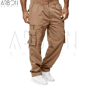 Pantalon cargo en coton léger pour homme, coupe droite décontractée, taille élastique, qualité supérieure à prix de gros - Product Image 4