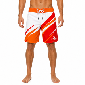 RONAL SPORTS Short de bain pour homme à séchage rapide, imprimé géométrique, avec cordon de serrage, orange, rouge, blanc, en promotion 2026 - Product Image 3