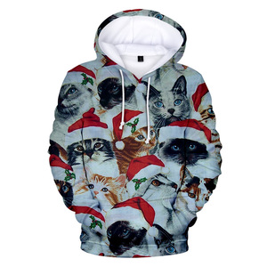 Men's Red <b>Christmas</b> Reindeer Printed Hoodie Casual Pullover Sweatshirt with Pocket Winter Graphic Top - Product Image 5