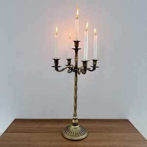 Candelabro de latón de 5 brazos, estilo vintage, portavelas de metal para decoración del hogar, artículos de exhibición para mesa, ideas de decoración para bodas y eventos. - Product Image 3
