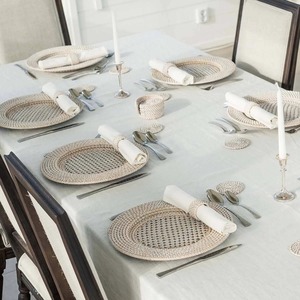 Rattan charger plates silver color <b>table</b> <b>mats</b> highest quality underplates for tabletop setting - Product Image 6