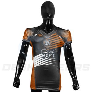 Jersey de Fútbol Americano Sublimado con Diseño de Logotipo Personalizado OEM, 12 Paneles, Manga Corta, Cuello en V, 100% Poliéster Malla, Verano - Product Image 1