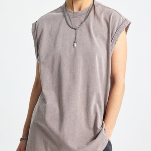 Débardeur en coton uni sans manches pour homme, taille plus, col rond, style décontracté tricoté - Product Image 3