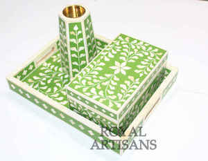 Ensemble de brûleur à bakhoor artisanal de luxe avec porte-encens en résine et plateau de service décoratif pour Oud arabe - Product Image 1
