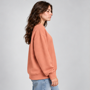 เสื้อสเวตเชิ้ตคอกลมสีเทอร์ราคอตต้าสำหรับผู้หญิง แขนยาว สกรีนโลโก้ได้ตามต้องการ - Product Image 2