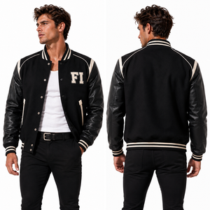 Veste unisexe streetwear chaude et durable, coupe-vent, avec broderie et patchwork de lettres, en polaire épaisse respirante, avec poignets en tricot côtelé - Product Image 1