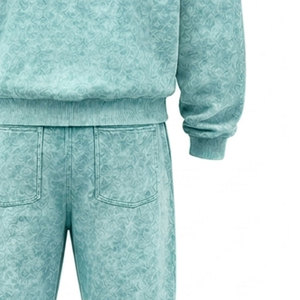 Conjunto Deportivo para Hombre, 100% Algodón, Lavado Ácido, 480 gsm, Alta Calidad, con Pedrería, Pantalones Largos con Cordón Ajustable, Ropa Casual - Product Image 4