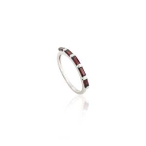 14K Gold Baguette Cut <b>Garnet</b> Half Eternity Wedding Band <b>Ring</b> - Product Image 5