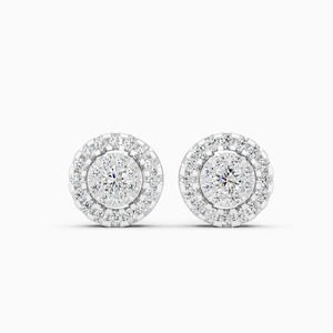 Pendientes de Diamantes Cultivados en Laboratorio de 0.45 Ct con Diseño de Halo Crepuscular |   En oro amarillo, blanco y rosa de 9 quilates - Product Image 2