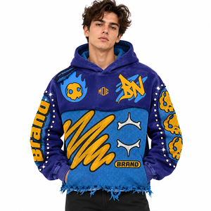 Conjunto Deportivo Y2K Personalizado para Hombre, Sudadera con Capucha y Pantalones Jogger con Estampado Gráfico, Detalles Desgastados, Chándal Informal, Sudaderas con Capucha de Diseño OEM - Product Image 1