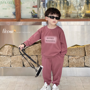 BEEMO Kids Conjuntos de ropa informal de lona de algodón de manga larga sólida para bebés Trajes de invierno para niños - Product Image 1