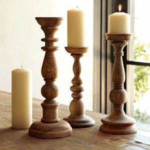 Élégant Porte-Bougie Lanterne Rond en Bois pour Décoration d'Intérieur, Support de Bougie pour la Saint-Valentin avec Pots à Bougies - Product Image 1